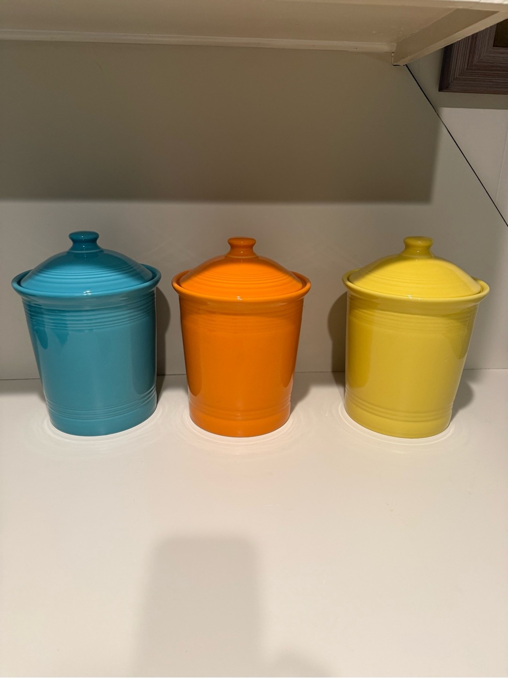 Fiesta Kitchen Canister Set - Turquoise , Orange & Yellow